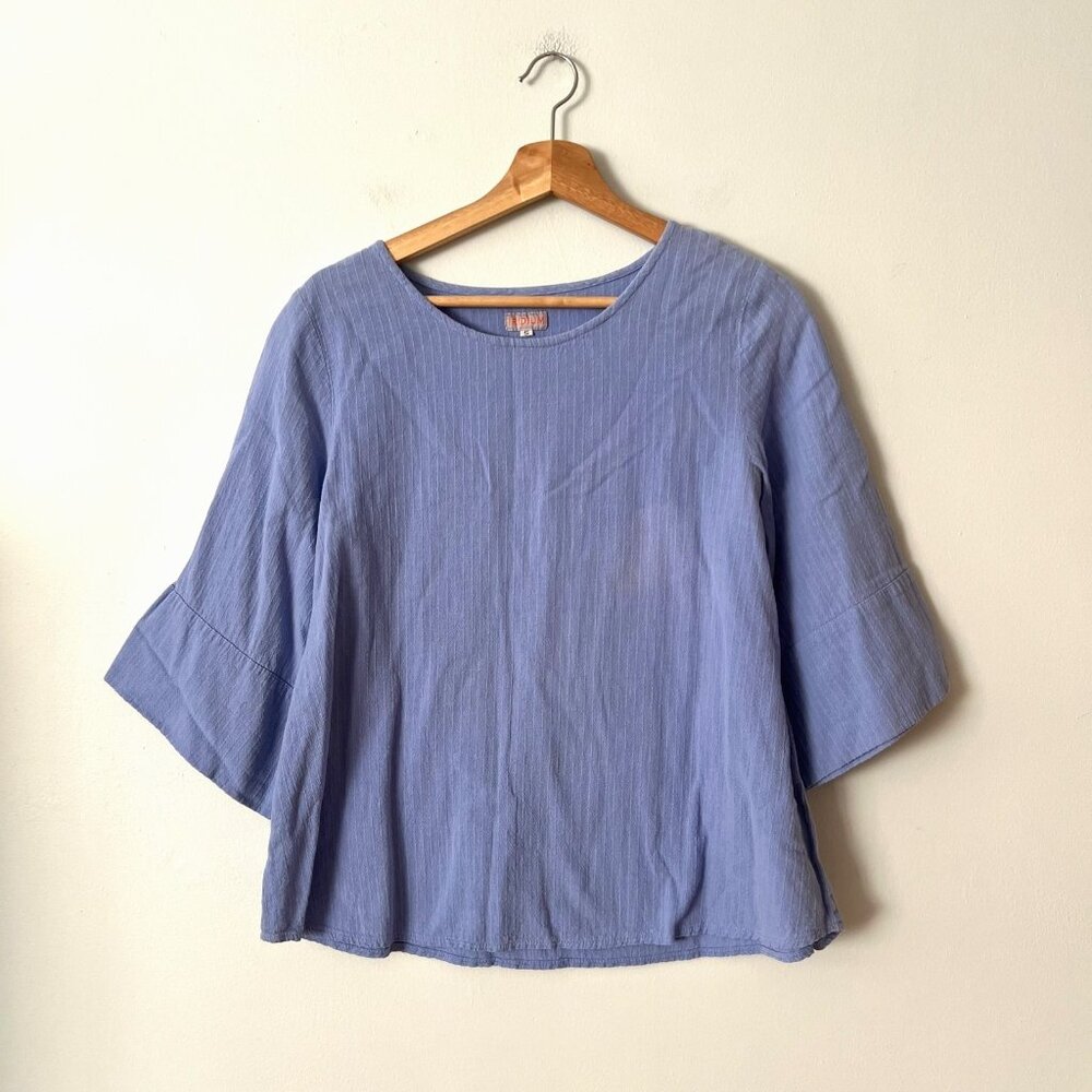 Iridium Blue Cotton Boxy 3/4 Sleeve Top Women's Size Small
